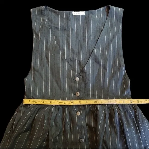 Vintage Japanese Tailored Pinstriped Pinafore Dress Sz S - Picture 7 of 11